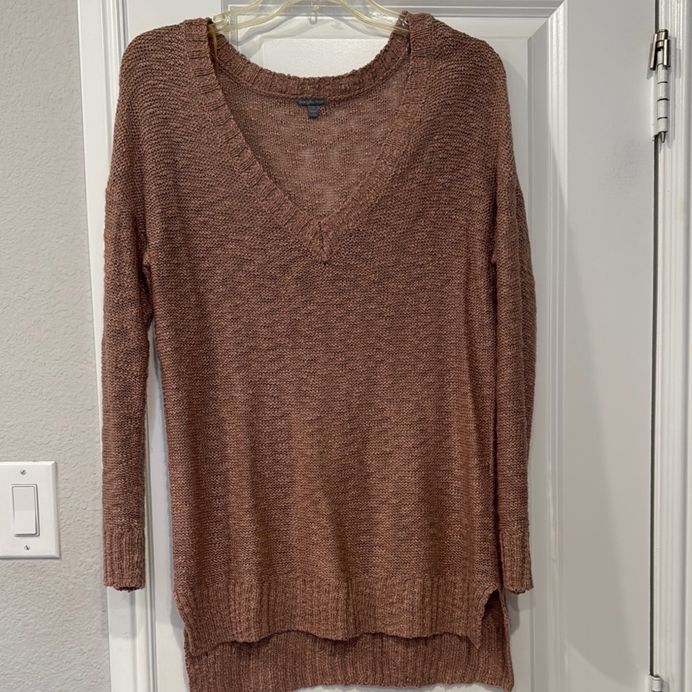 Women's Brown V-Neck Sweater